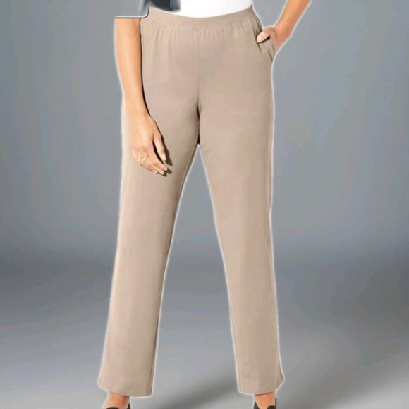 CATHERINES SUPREMA Pants Pull-on Size OX 14/ 16 Stretch Khaki Beige - Picture 1 of 12